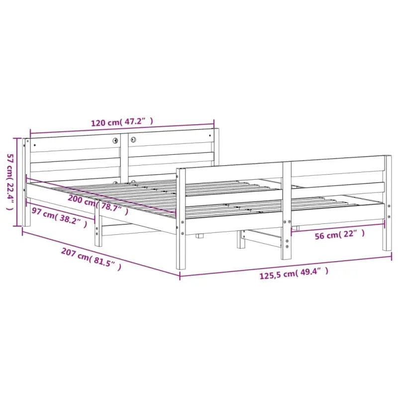 Massief grenenhouten bedframe met multiplex lattenbodem - Bedden & bedframes