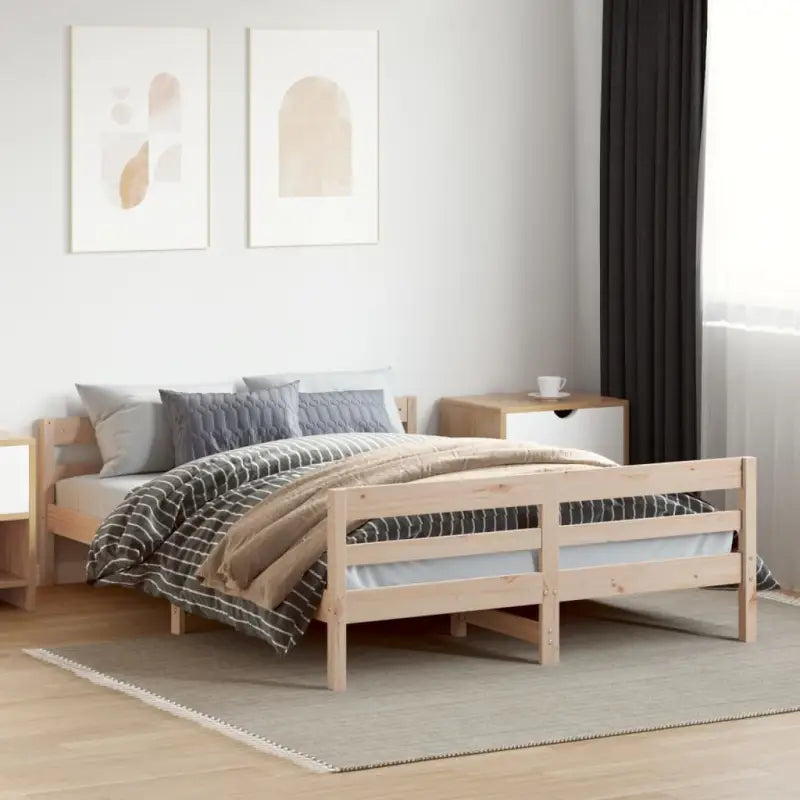 Massief grenenhouten bedframe met multiplex lattenbodem - Bedden & bedframes