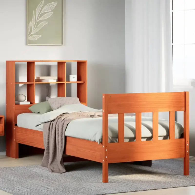 Massief grenenhouten bedframe met uitstekende ondersteuning voor een goede nachtrust - Wasbruin / 75 x 190 cm - Bedden