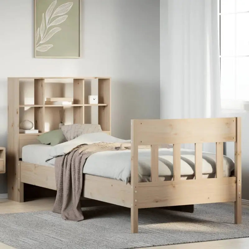 Massief grenenhouten bedframe met uitstekende ondersteuning voor een goede nachtrust - Naturel / 75 x 190 cm - Bedden &