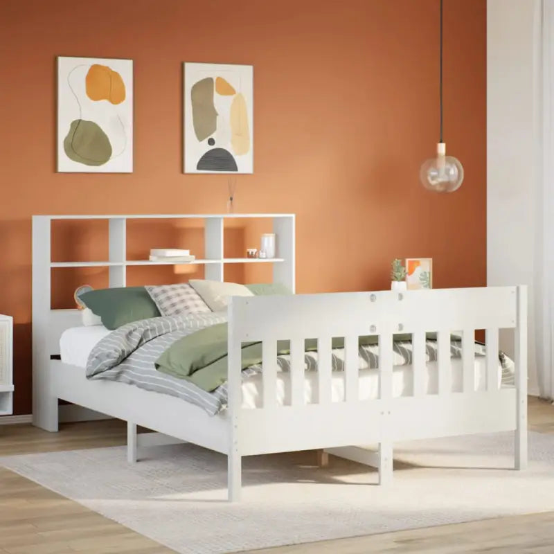 Massief grenenhouten bedframe met uitstekende ondersteuning voor een goede nachtrust - Wit / 140 x 200 cm - Bedden &
