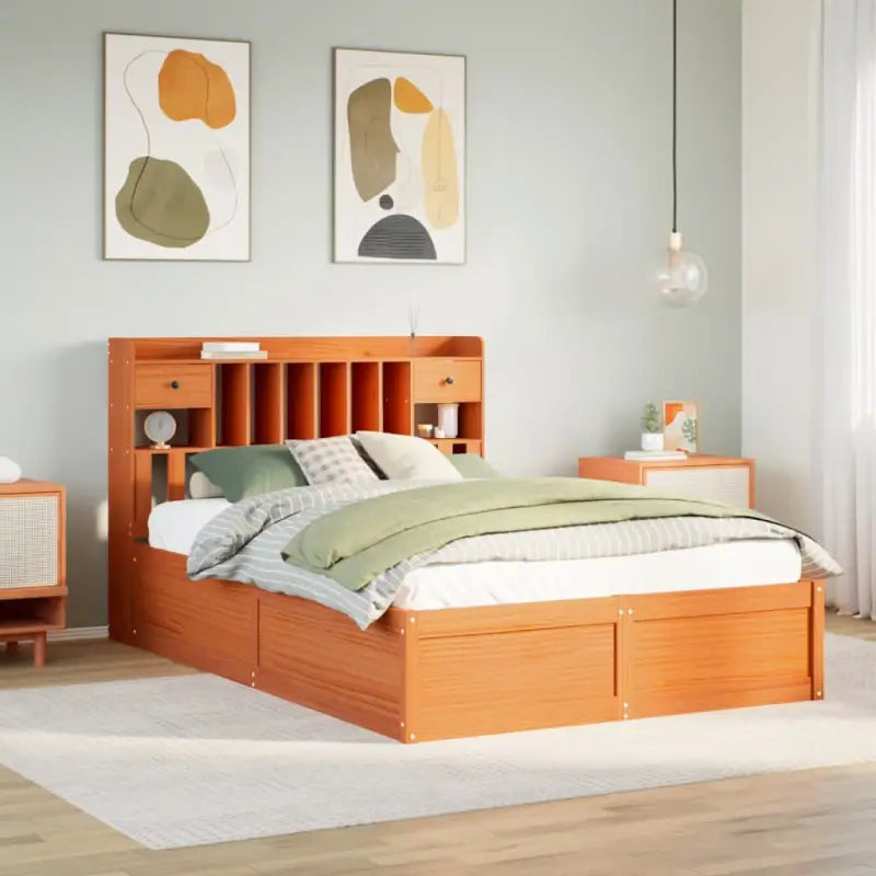 Massief Grenenhouten Bedframe voor Comfort en Natuurlijke Interieurstijl - Wasbruin / 140 x 190 cm - Bedden & bedframes