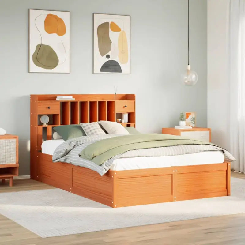 Massief Grenenhouten Bedframe voor Comfort en Natuurlijke Interieurstijl - Wasbruin / 160 x 200 cm - Bedden & bedframes