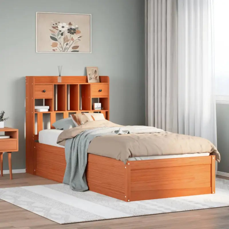 Massief Grenenhouten Bedframe voor Comfort en Natuurlijke Interieurstijl - Wasbruin / 75 x 190 cm - Bedden & bedframes