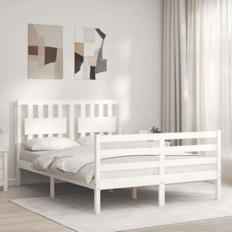 Massief Grenenhouten Bedframe voor Comfort en Natuurlijke Decoratie - Wit / 140 x 190 cm - Bedden & bedframes