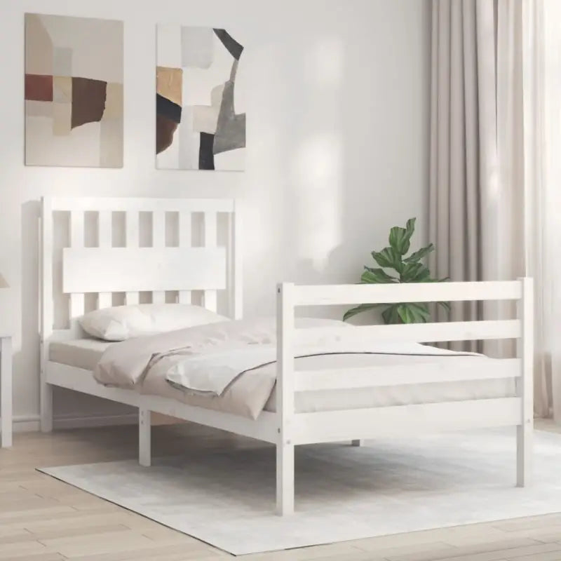 Massief Grenenhouten Bedframe voor Comfort en Natuurlijke Decoratie - Wit / 90 x 190 cm - Bedden & bedframes
