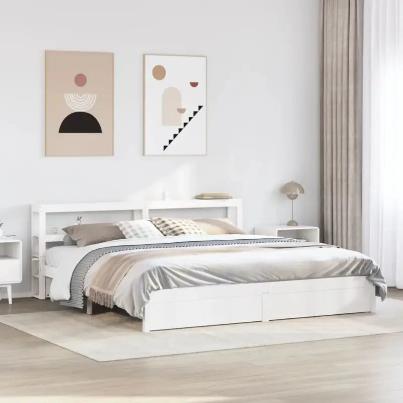Massief Grenenhouten Bedframe voor een Comfortabele en Decoratieve Slaapruimte - Wit / 180 x 200 cm - Bedden & bedframes