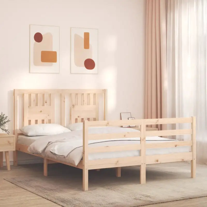 Massief Grenenhouten Bedframe voor Een Comfortabele Nacht Slapen - Naturel / 140 x 200 cm - Bedden & bedframes