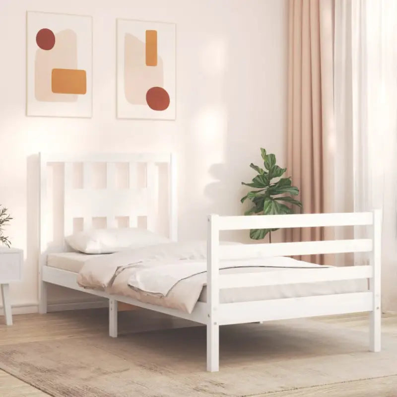 Massief Grenenhouten Bedframe voor Een Comfortabele Nacht Slapen - Wit / 90 x 190 cm - Bedden & bedframes