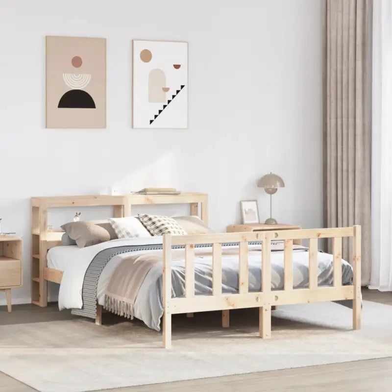 Massief Grenenhouten Bedframe voor een Gezellige en Natuurlijke Slaapruimte - Naturel / 150 x 200 cm - Bedden &