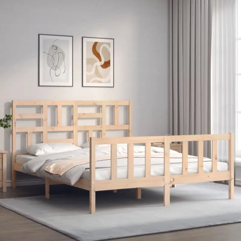 Massief Grenenhouten bedframe voor een goede nachtrust en natuurlijke uitstraling - Naturel / 150 x 200 cm - Bedden &