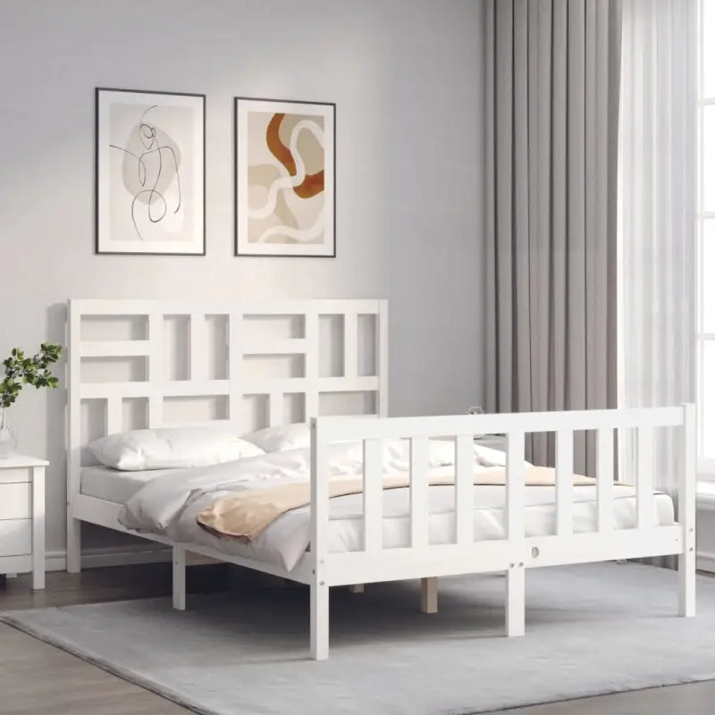 Massief Grenenhouten bedframe voor een goede nachtrust en natuurlijke uitstraling - Wit / 120 x 200 cm - Bedden &