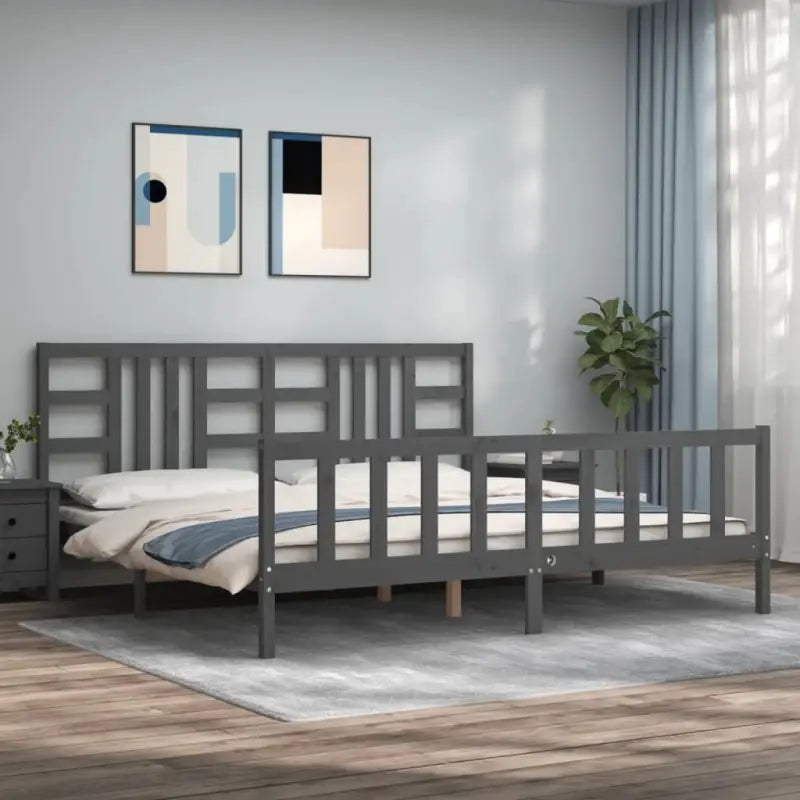 Massief grenenhouten bedframe voor een goede nachtrust - Grijs / 200 x 200 cm - Bedden & bedframes