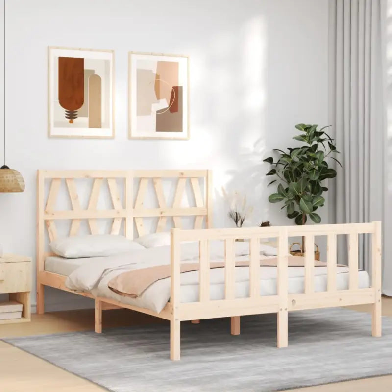 Massief Grenenhouten Bedframe voor een Goede Nachtrust - Naturel / 140 x 200 cm - Bedden & bedframes