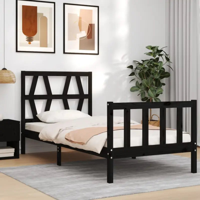 Massief Grenenhouten Bedframe voor een Goede Nachtrust - Zwart / 75 x 190 cm - Bedden & bedframes