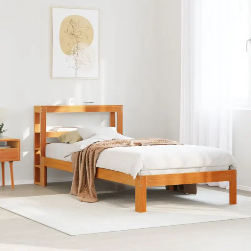 Massief Grenenhouten Bedframe voor een Natuurlijk en Comfortabel Slaapplekje - Wasbruin / 90 x 190 cm - Bedden &