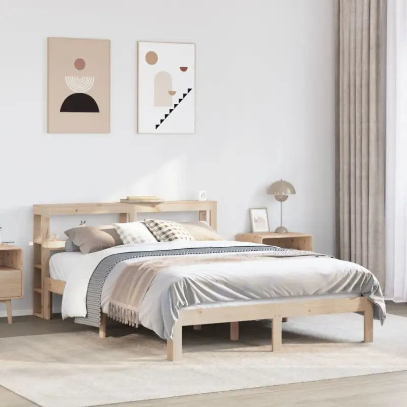 Massief Grenenhouten Bedframe voor een Natuurlijk en Comfortabel Slaapplekje - Naturel / 150 x 200 cm - Bedden &