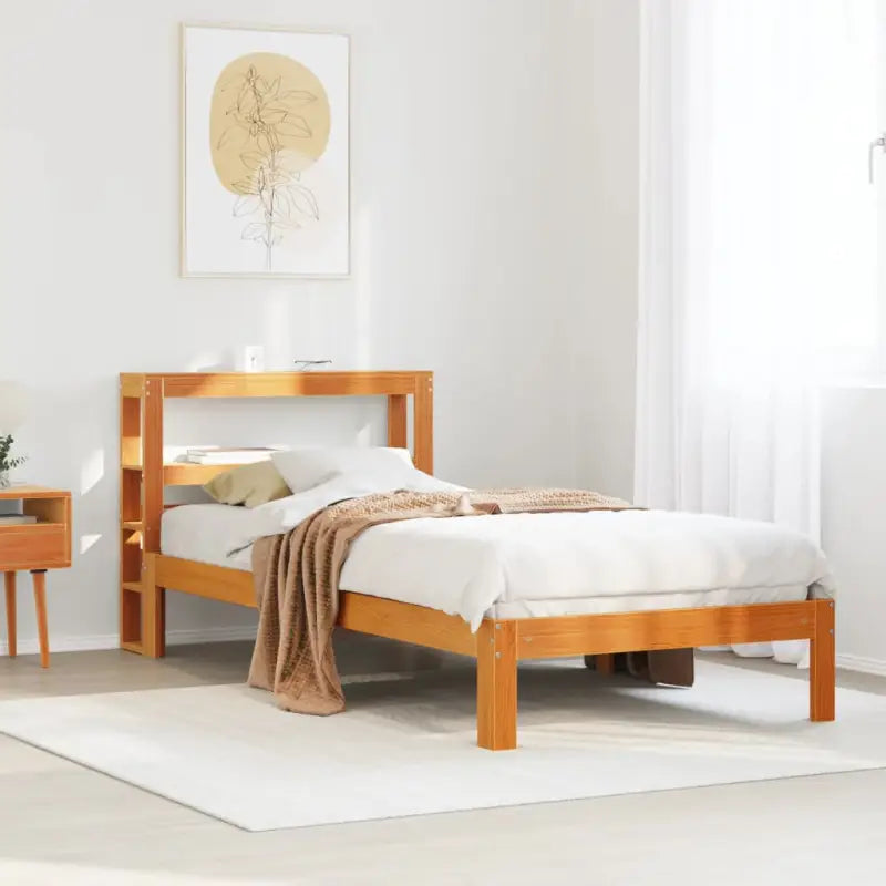 Massief Grenenhouten Bedframe voor een Natuurlijk en Comfortabel Slaapplekje - Wasbruin / 90 x 200 cm - Bedden &