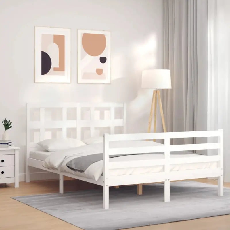 Massief grenenhouten bedframe voor een natuurlijke en comfortabele slaap - Wit / 140 x 200 cm - Bedden & bedframes