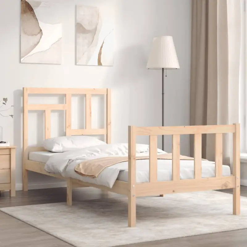 Massief Grenenhouten Bedframe voor een Natuurlijke en Comfortabele Slaapruimte - Naturel / 90 x 190 cm - Bedden &