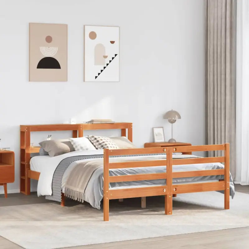 Massief grenenhouten bedframe voor een natuurlijke en comfortabele slaapkamer - Wasbruin / 140 x 190 cm - Bedden &