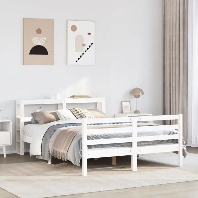 Massief grenenhouten bedframe voor een natuurlijke en comfortabele slaapkamer - Wit / 140 x 200 cm - Bedden & bedframes
