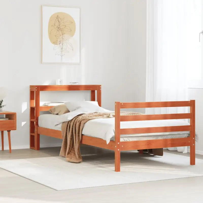 Massief grenenhouten bedframe voor een natuurlijke en comfortabele slaapkamer - Wasbruin / 90 x 190 cm - Bedden &