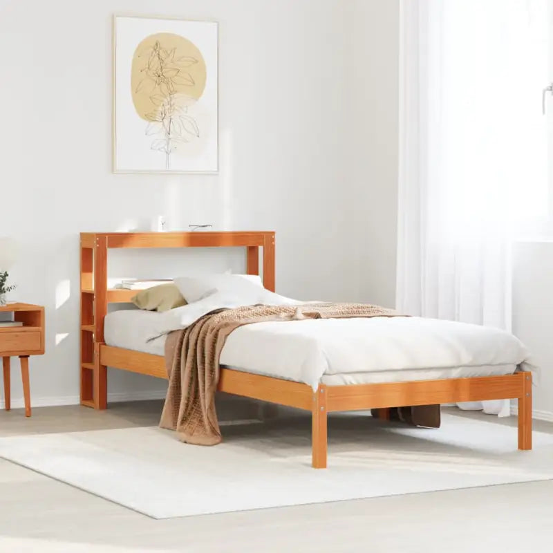 Massief grenenhouten bedframe voor een natuurlijke en comfortabele slaapkamer - Bruin / 100 x 200 cm - Bedden &