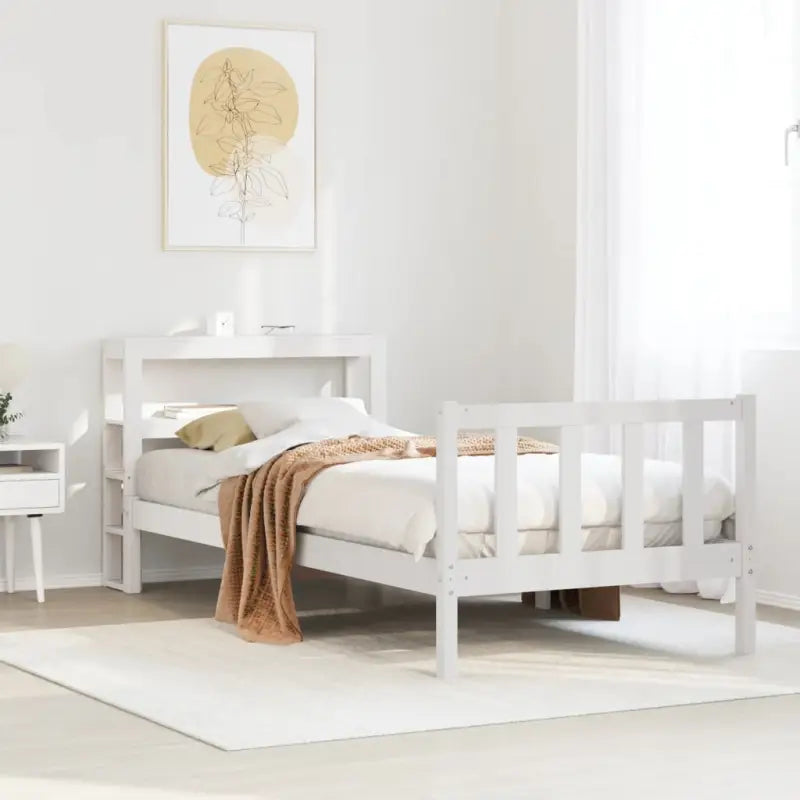 Massief Grenenhouten Bedframe voor een Natuurlijke en Decoratieve Look - Wit / 100 x 200 cm - Bedden & bedframes