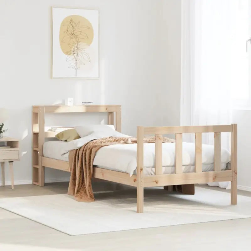 Massief Grenenhouten Bedframe voor een Natuurlijke en Decoratieve Look - Naturel / 90 x 190 cm - Bedden & bedframes
