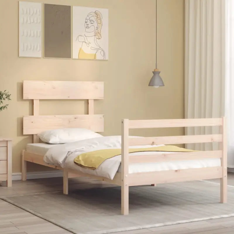 Massief Grenenhouten Bedframe voor een Natuurlijke en Decoratieve Slaapruimte - Naturel / 90 x 200 cm / Laag - Bedden &
