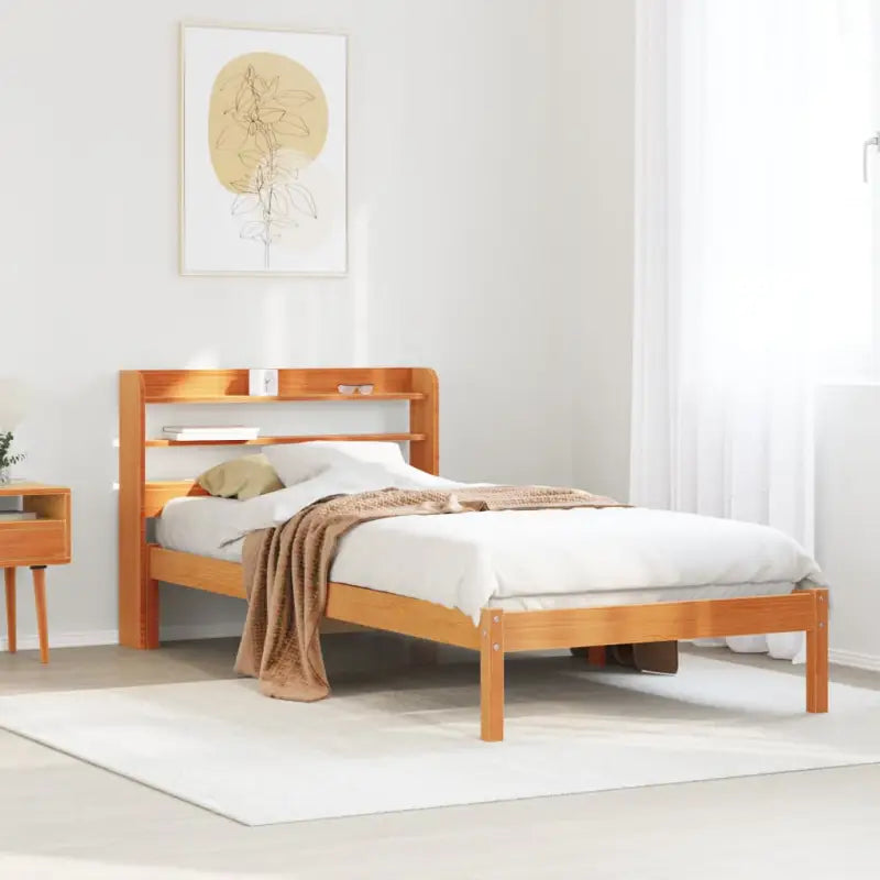 Massief Grenenhouten Bedframe voor een Natuurlijke en Decoratieve Slaapruimte - Wasbruin / 90 x 200 cm - Bedden &