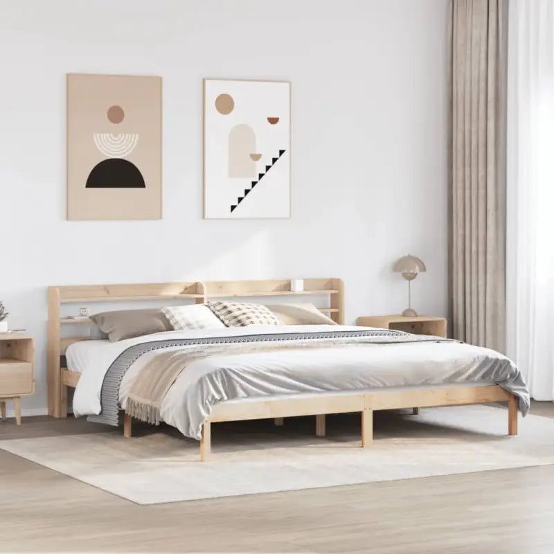 Massief Grenenhouten Bedframe voor een Natuurlijke en Decoratieve Slaapruimte - Naturel / 180 x 200 cm - Bedden &