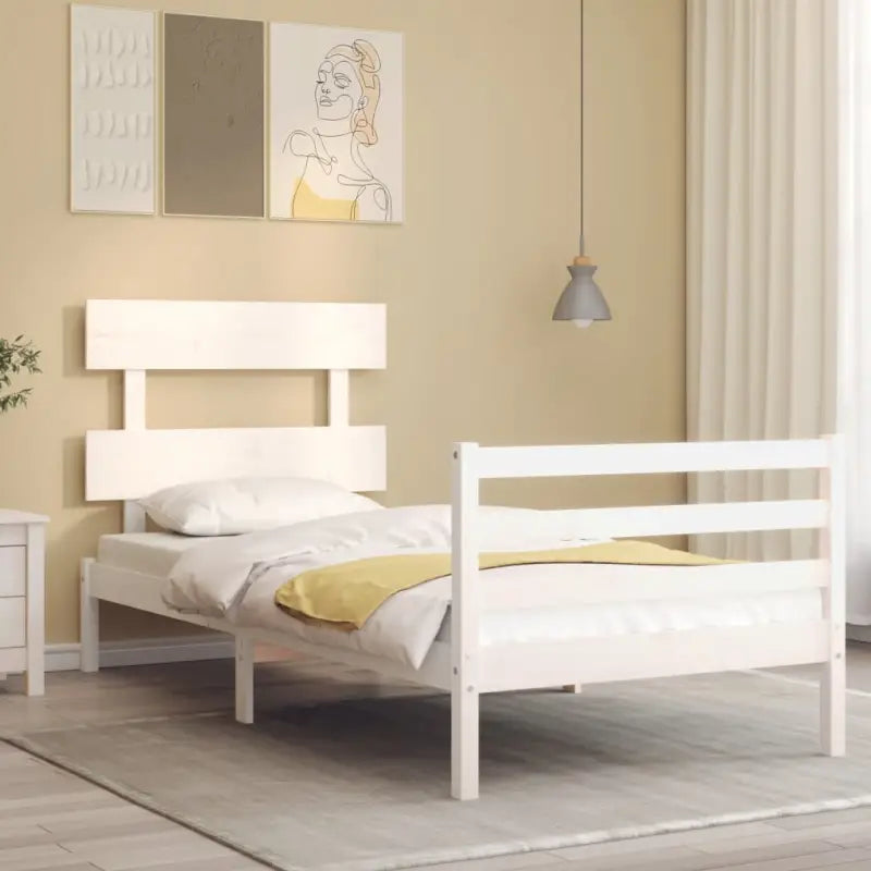 Massief Grenenhouten Bedframe voor een Natuurlijke en Decoratieve Slaapruimte - Wit / 90 x 190 cm / Laag - Bedden &
