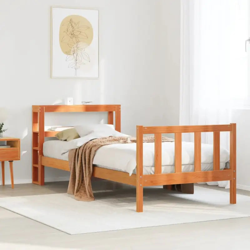 Massief Grenenhouten Bedframe voor een Natuurlijke en Decoratieve Look - Bruin / 100 x 200 cm - Bedden & bedframes