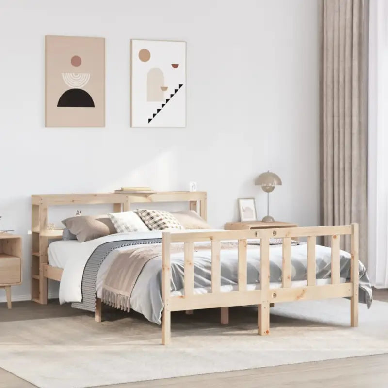 Massief Grenenhouten Bedframe voor een Natuurlijke en Decoratieve Look - Naturel / 120 x 200 cm - Bedden & bedframes