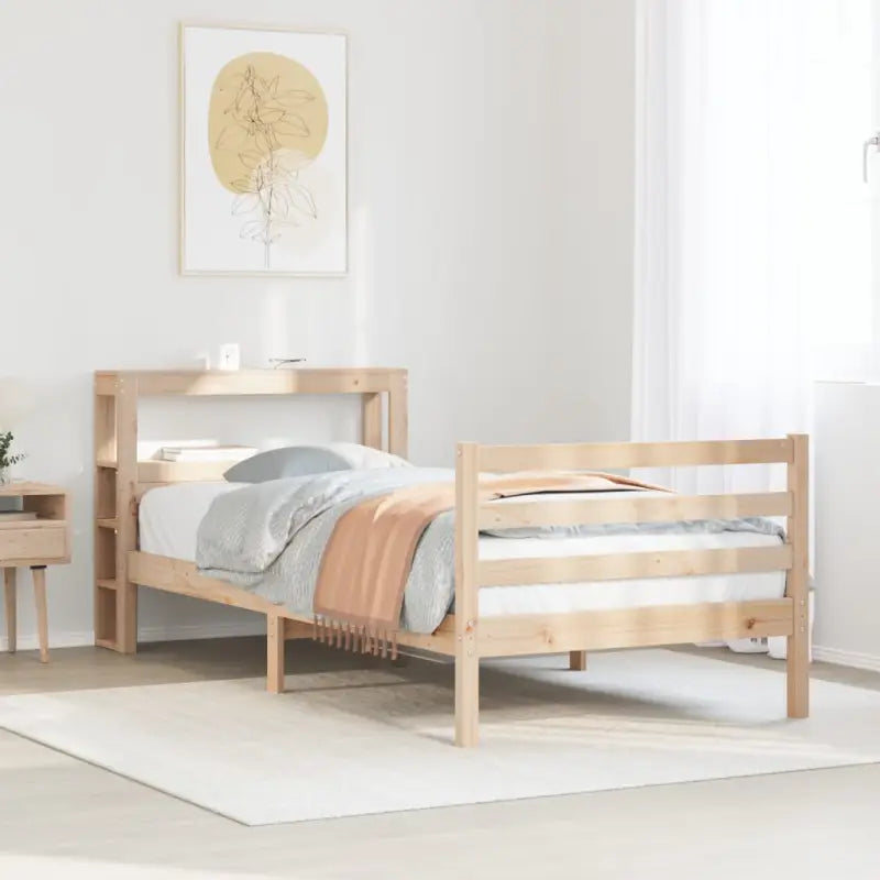 Massief Grenenhouten Bedframe voor een Natuurlijke en Decoratieve Slaapruimte - Naturel / 75 x 190 cm - Bedden &