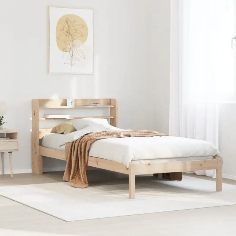 Massief Grenenhouten Bedframe voor een Natuurlijke en Decoratieve Slaapruimte - Naturel / 90 x 190 cm - Bedden &