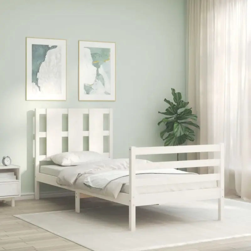Massief grenenhouten bedframe voor een natuurlijke en praktische inrichting - Wit / 90 x 200 cm - Bedden & bedframes