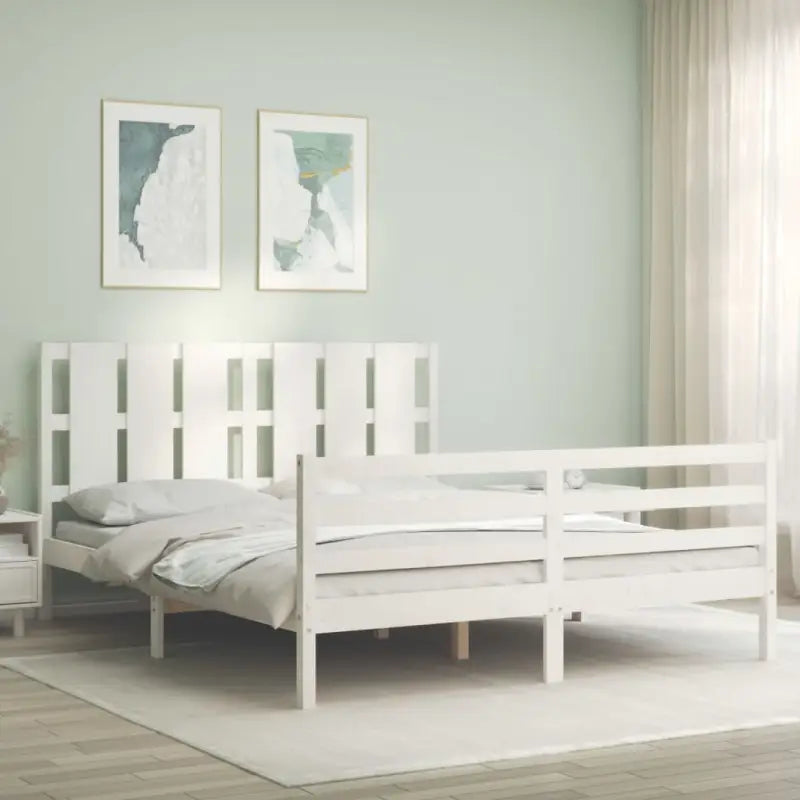 Massief grenenhouten bedframe voor een natuurlijke en praktische inrichting - Wit / 160 x 200 cm - Bedden & bedframes