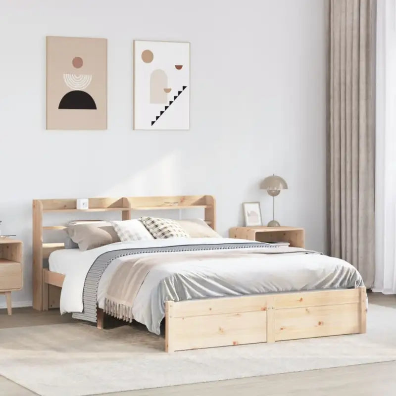 Massief Grenenhouten bedframe voor een natuurlijke en praktische uitstraling - Bruin / 120 x 190 cm - Bedden & bedframes
