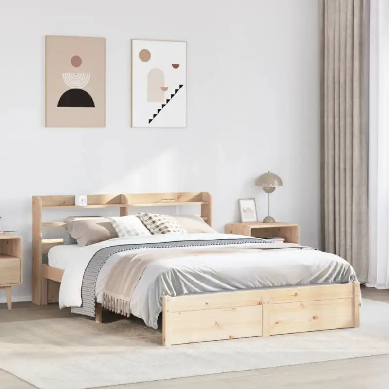 Massief Grenenhouten bedframe voor een natuurlijke en praktische uitstraling - Bruin / 120 x 200 cm - Bedden & bedframes