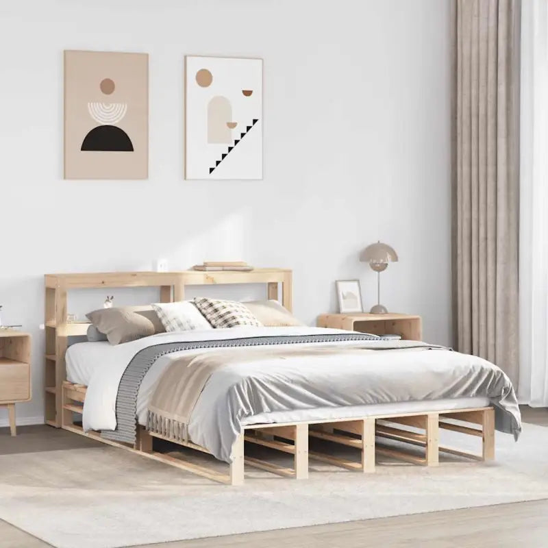 Massief Grenenhouten Bedframe voor een Stevige en Decoratieve Slaapruimte - Naturel / 150 x 200 cm - Bedden & bedframes
