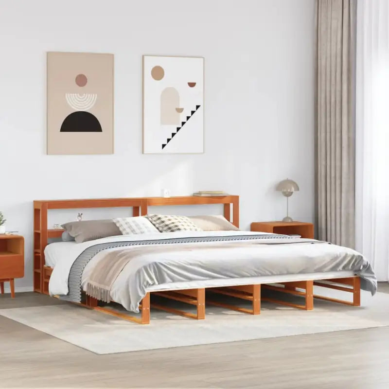 Massief Grenenhouten Bedframe voor een Stevige en Decoratieve Slaapruimte - Wasbruin / 180 x 200 cm - Bedden & bedframes