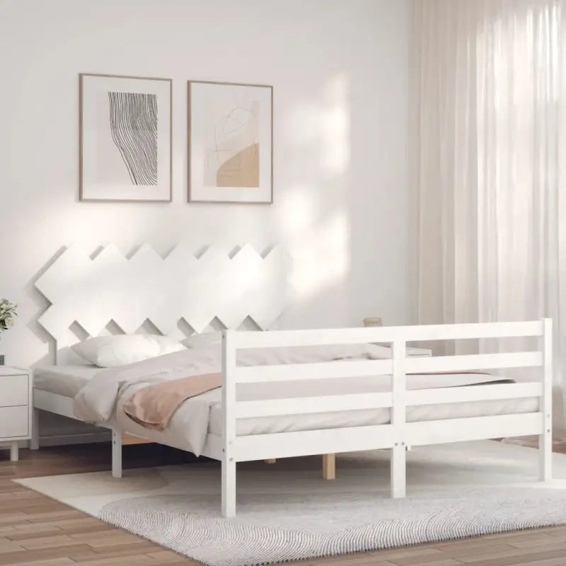 Massief grenenhouten bedframe voor een stilvolle en comfortabele slaapruimte - Wit / 150 x 200 cm - Bedden & bedframes