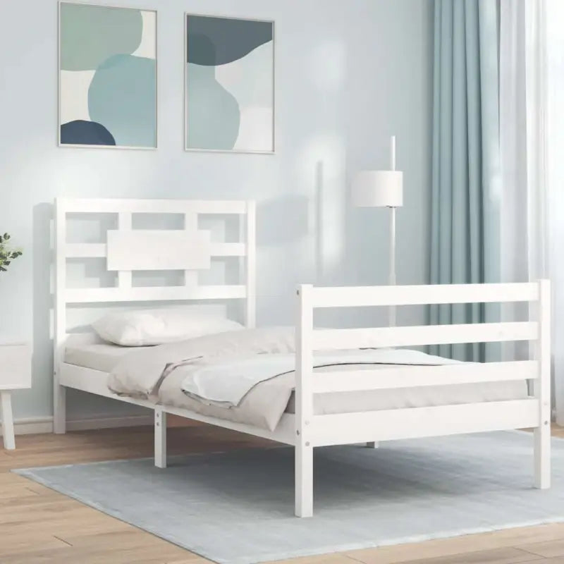 Massief Grenenhouten Bedframe voor Natuur en Comfort in je Interieur - Wit / 90 x 190 cm - Bedden & bedframes