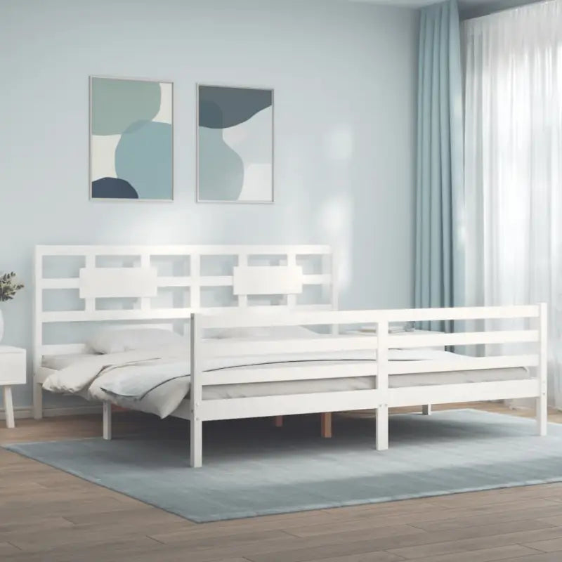 Massief Grenenhouten Bedframe voor Natuur en Comfort in je Interieur - Wit / 200 x 200 cm - Bedden & bedframes