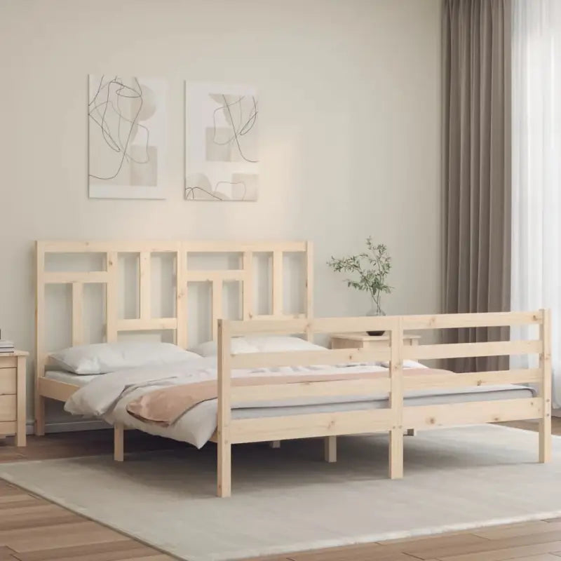 Massief Grenenhouten Bedframe voor Natuur en Comfort in Jouw Interieur - Naturel / 160 x 200 cm - Bedden & bedframes
