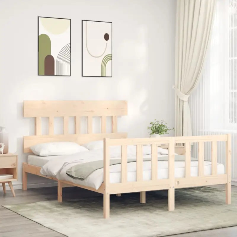 Massief Grenenhouten bedframe voor uitstekende ondersteuning en natuurlijk sfeer - Naturel / 140 x 200 cm