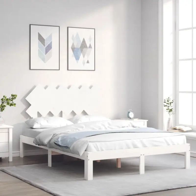 Massief Grenenhouten Bedframe voor Uitstekende Ondersteuning en Natuurlijke Looks - Wit / 120 x 200 cm - Bedden &